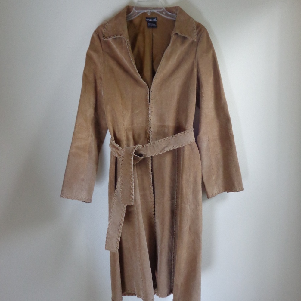 Wet Seal Suede Leather Full Length Boho Coat - vintage